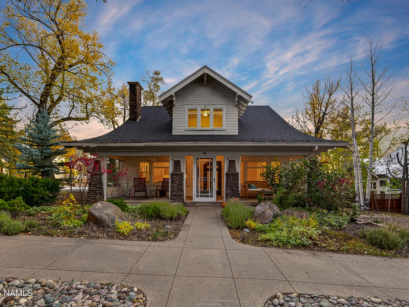 Classic 1918 Craftsman Bungalow in Flagstaff, Arizona, With National Register Status, Malpais Rock Columns, and a Front Porch