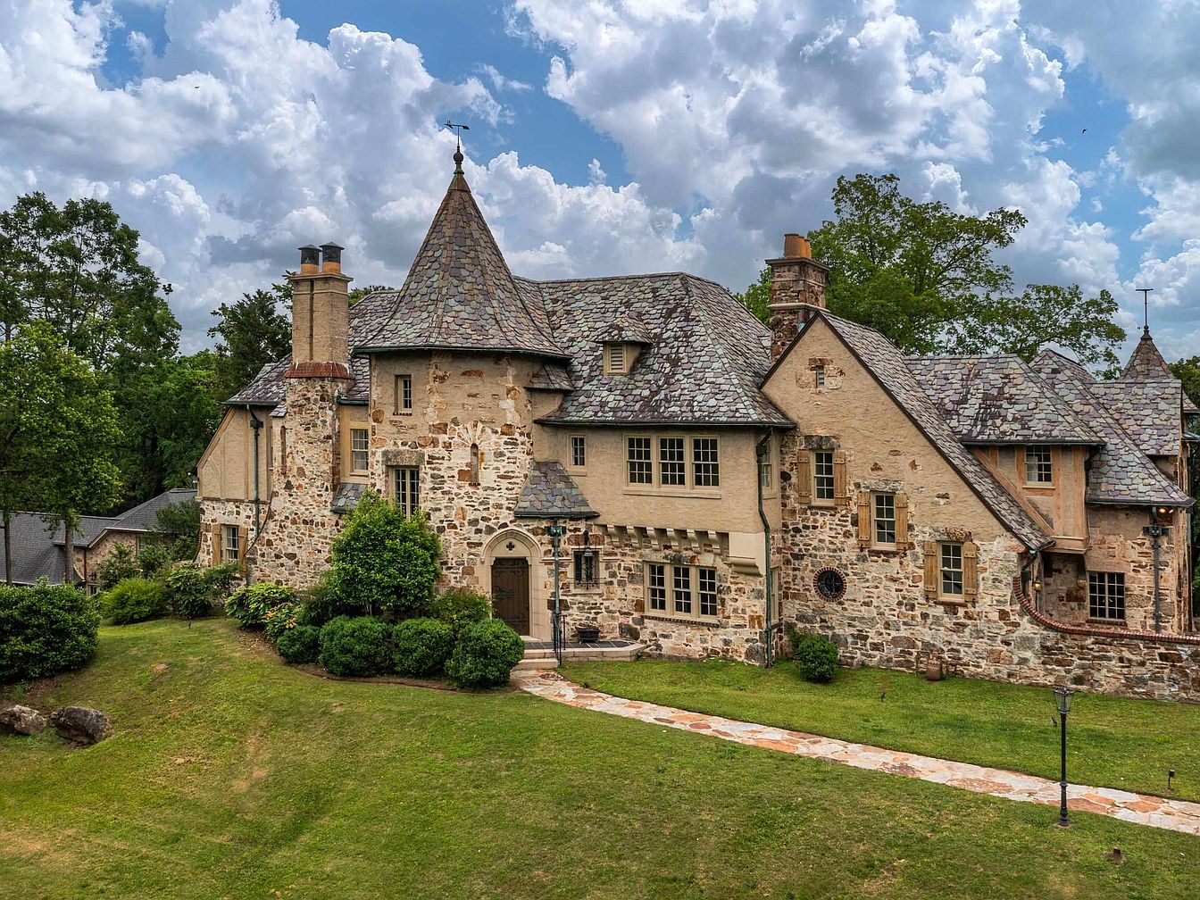Amazing 1929 Mountain Brook Masterpiece in Alabama With Old-World Masonry, Gothic Archways, and Exquisite Gardens