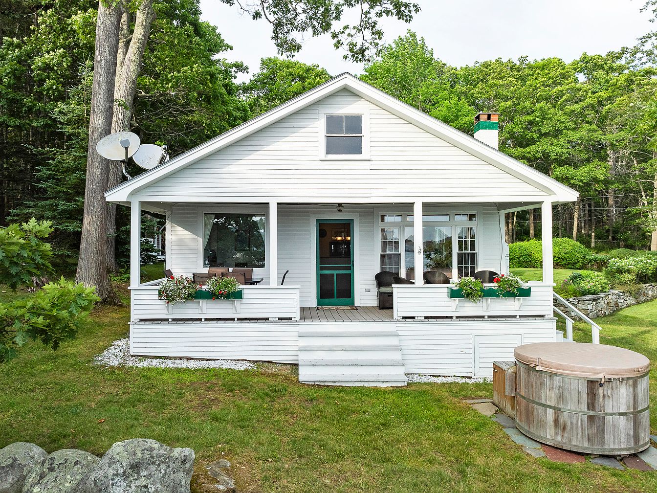 Charming 1930 Waterfront Cottage in South Bristol, Maine, With Stone Fireplace, Built-in Bookshelves, and Private Dock