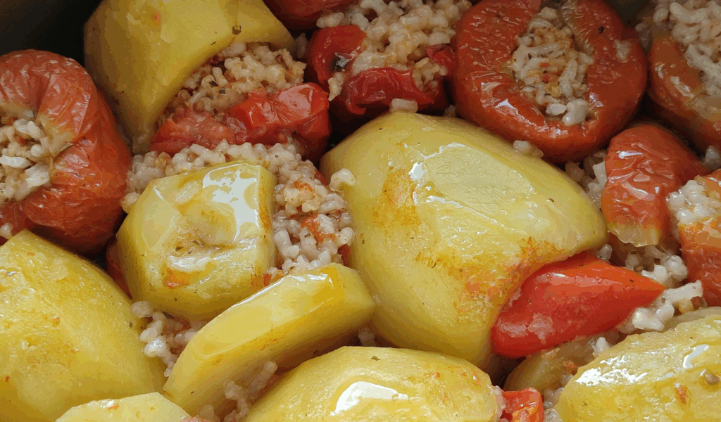 Stuffed Bell Peppers with Rice and Lentils