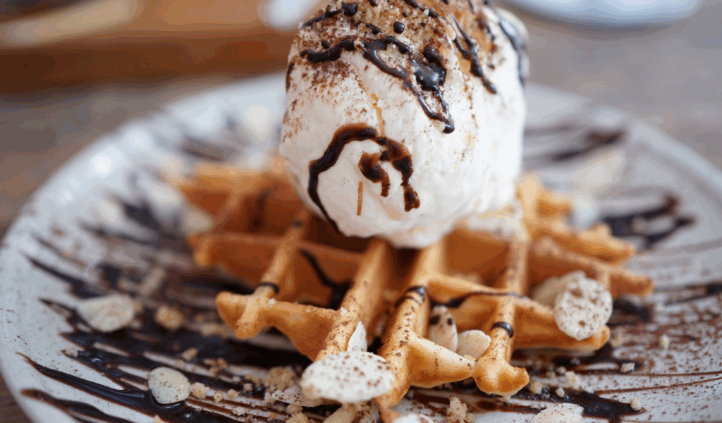 Waffles with Whipped Cream