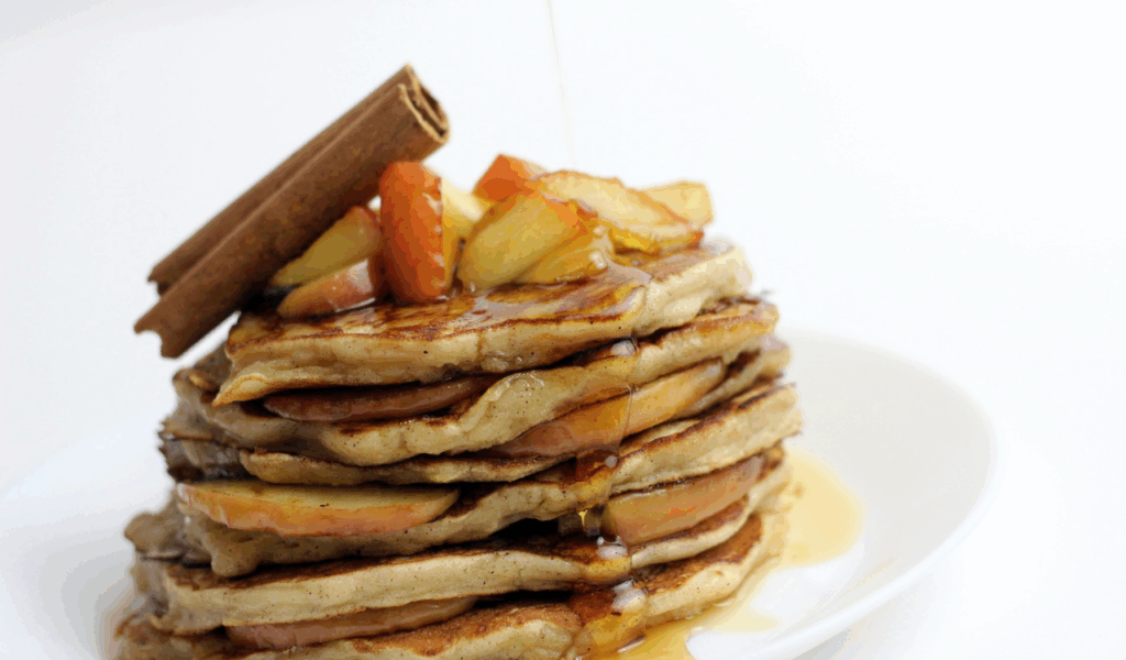  Whole-Wheat Apple-Cinnamon Pancakes with Yogurt Topping