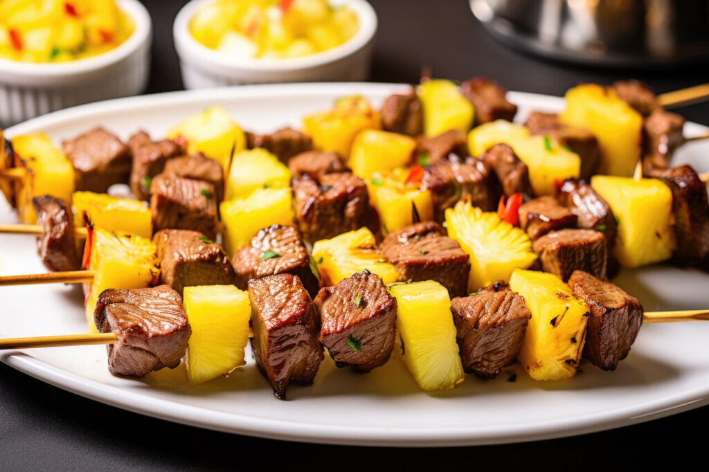 Teriyaki Beef and Pineapple Skewers 