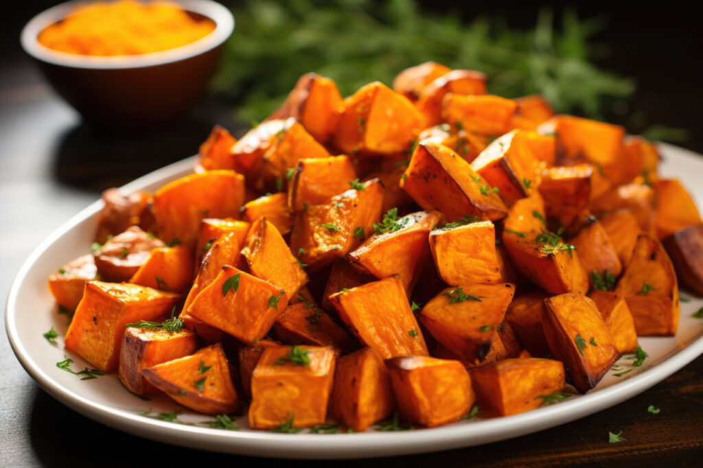 plate of roasted sweet potatoes