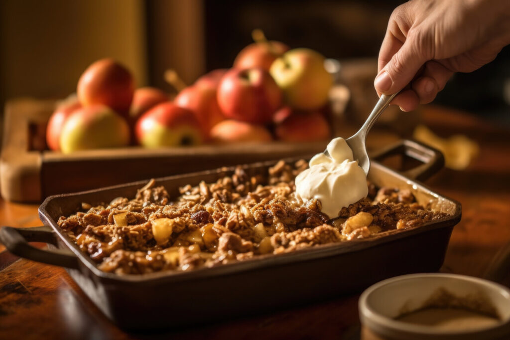 Caramel Apple Crisp with Salted Butter Topping