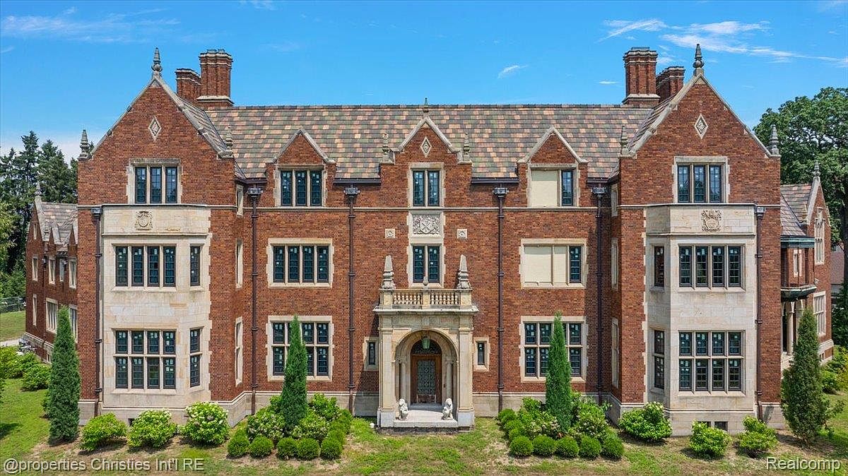 Grandeur of a 1920 Tudor Estate in Highland Park, Michigan With Private Chapel, Stained Glass, and Over Two Gated Acres