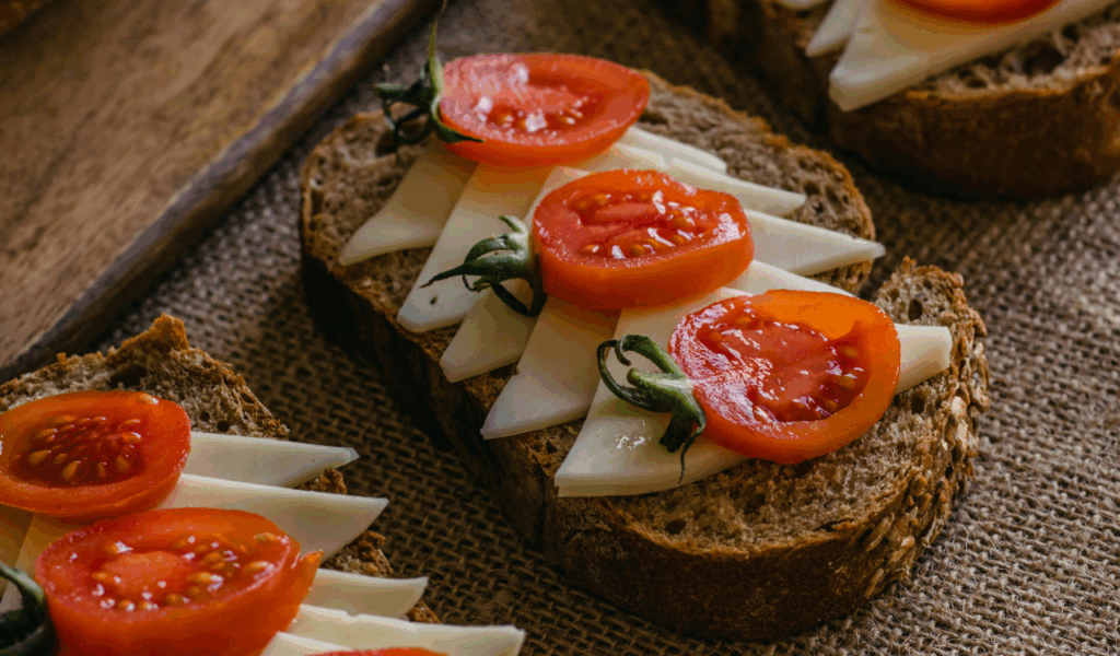 Soft Bread Rounds with Tomato Topping