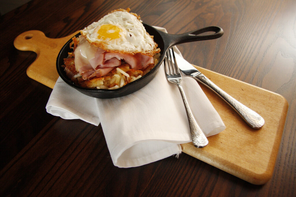 Egg, Hash Brown, and Bacon Breakfast Skillet