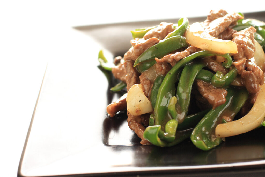 Beef, Shiitake, and Snow Pea Stir Fry