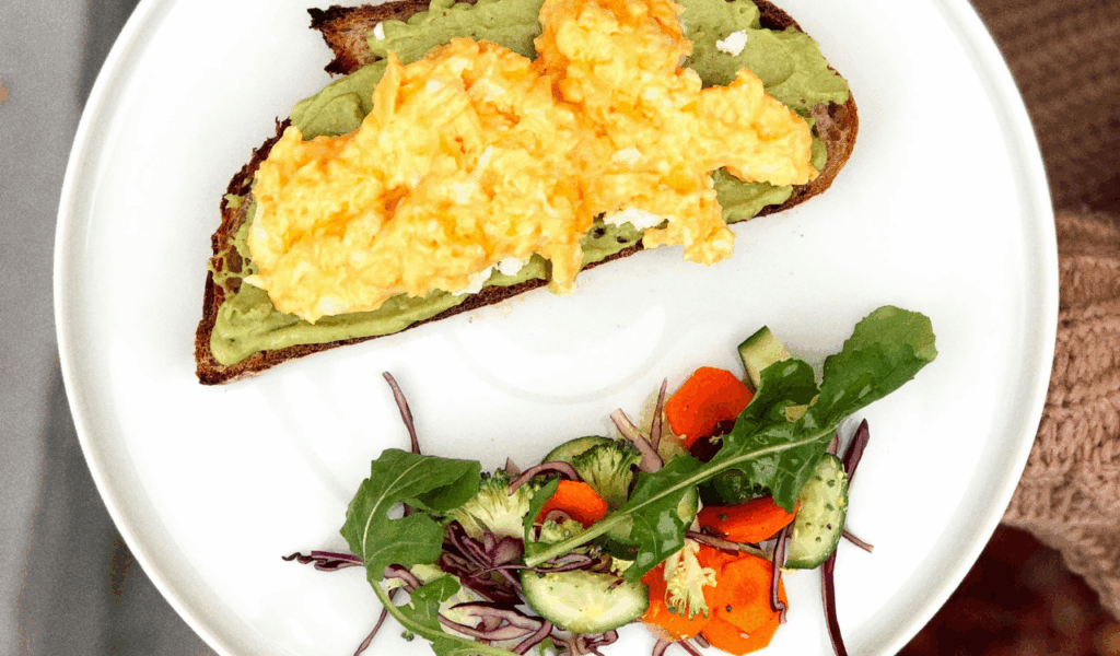 Scrambled Eggs with Veggies & Whole Grain Toast