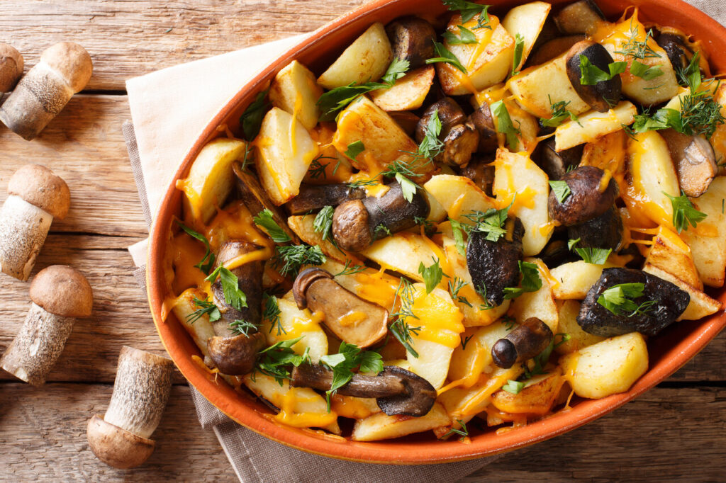Single Skillet Hearty Breakfast with Sausage, Potatoes, and Mushrooms