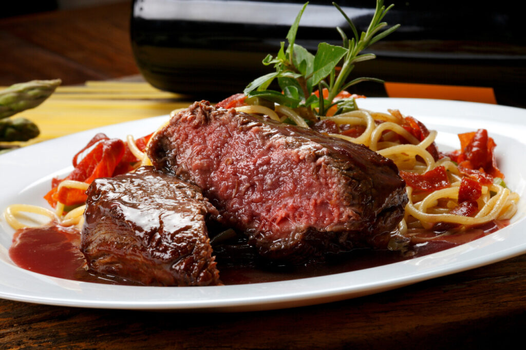 Filet mignon red wine sauce