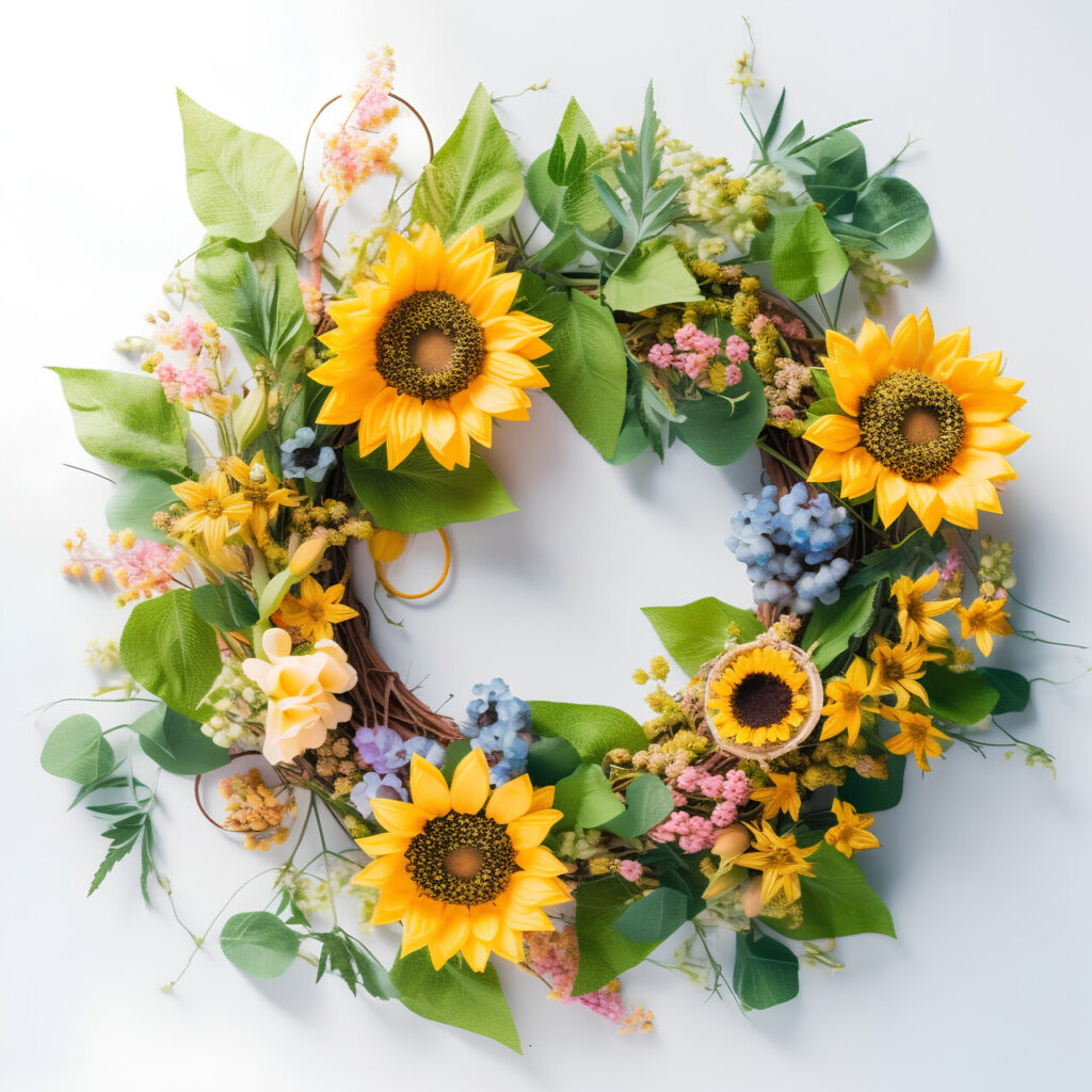 Sunflower And Hydrangea Wreath