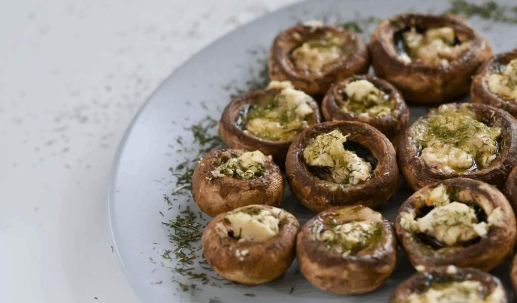 Spinach and Mushroom Stuffed Mushrooms with Gouda