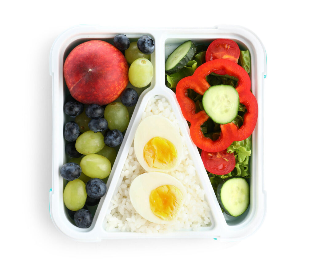 Eggs, Cheese and Fruit Bento