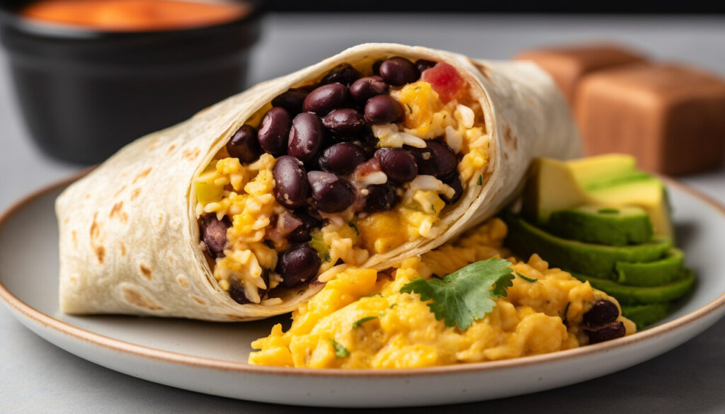 Sweet Potato, Black Bean, and Egg Wrap