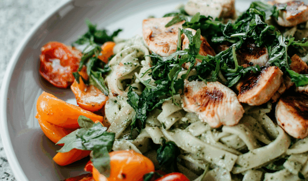 Pesto Chicken and Roasted Cherry Tomatoes