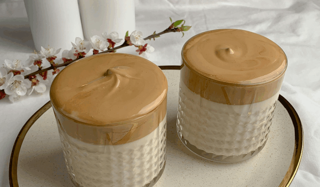 Dalgona coffee that is pretty but time consuming