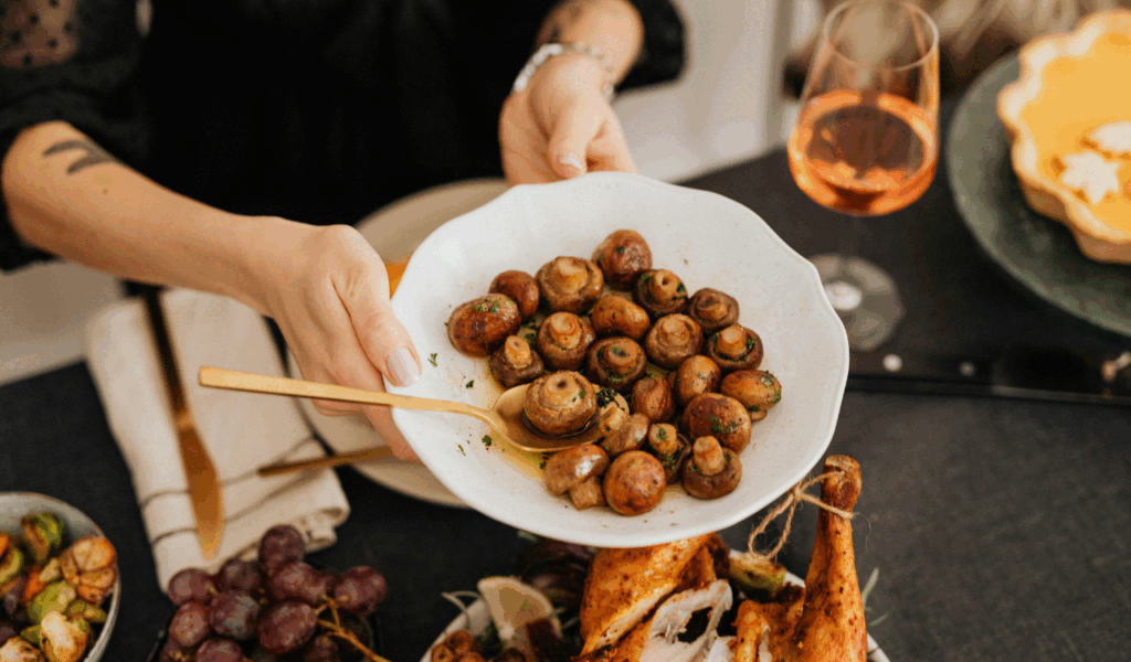 Mushrooms roasted for meaty texture