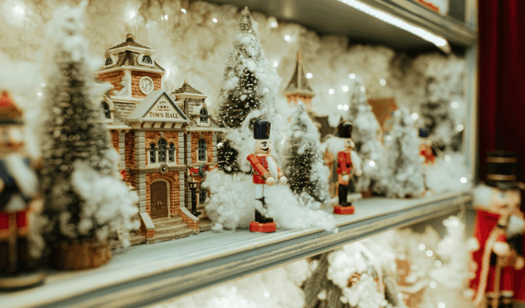 Artificial snow décor indoors