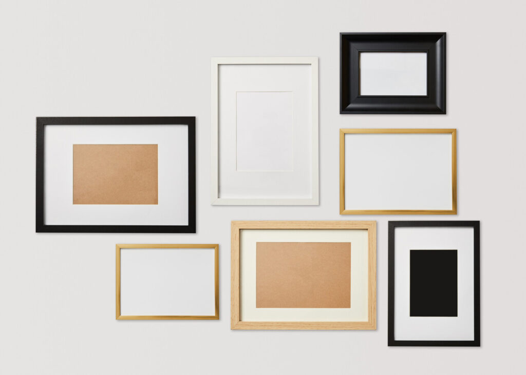 Gallery Wall From Old Frames And Paper