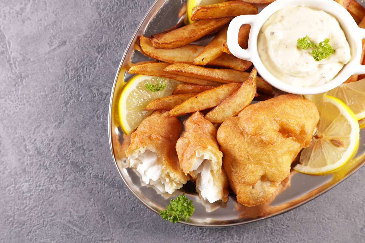 traditional fish and chips- tartar sauce