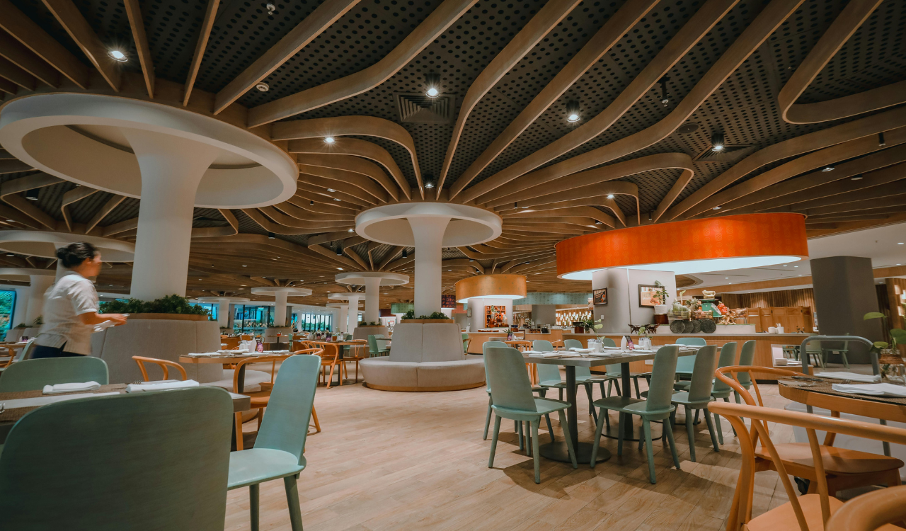 Fried Chicken Stalls in Busy Mall Food Courts
