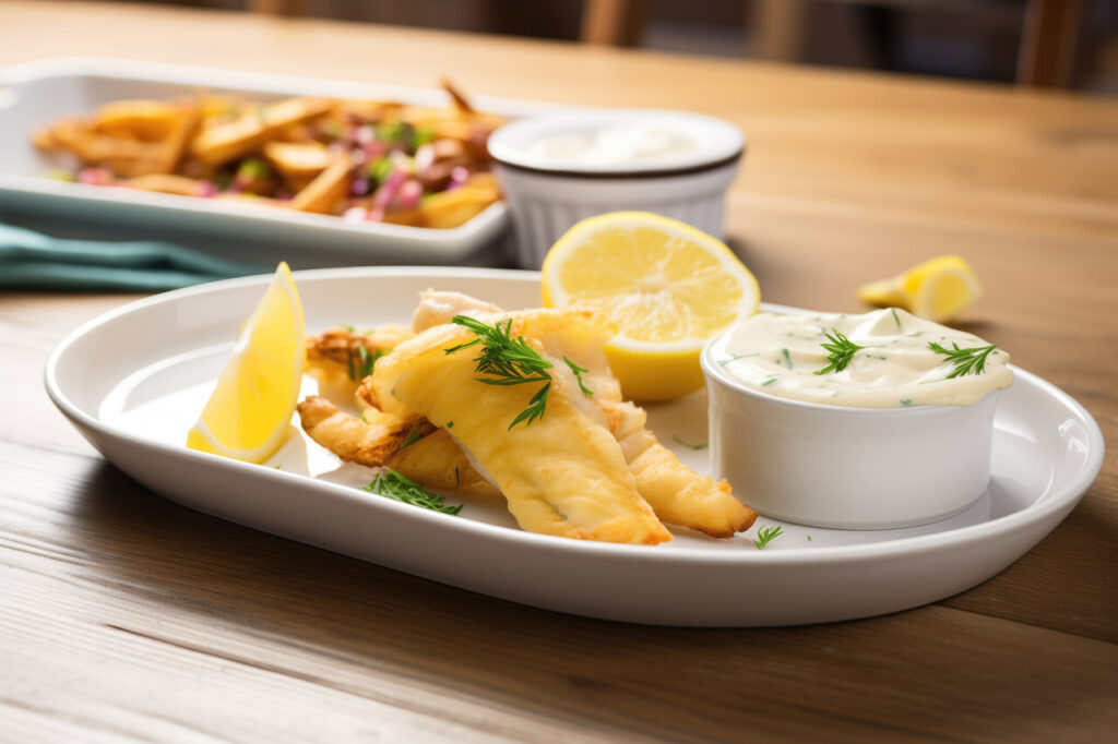 fish and chips with aioli