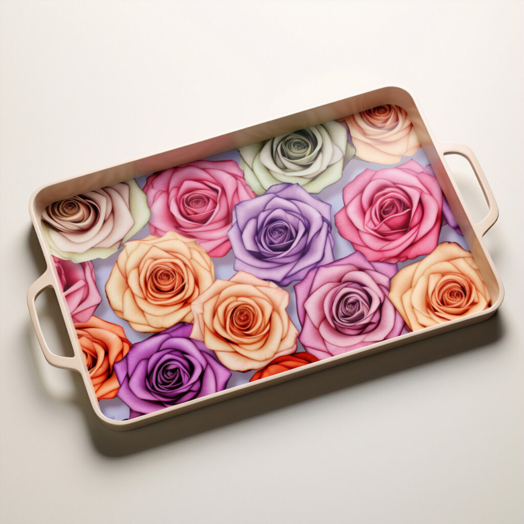 Decorative Floral Print Tray