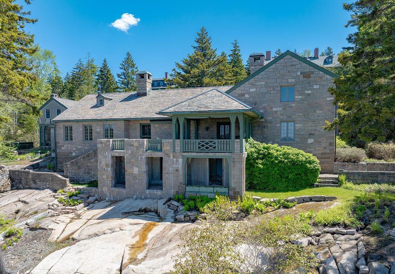 1928 Pink Granite Masterpiece in Mount Desert, Maine with Harbor Views, Seven Bedrooms, and Beautifully Landscaped Grounds