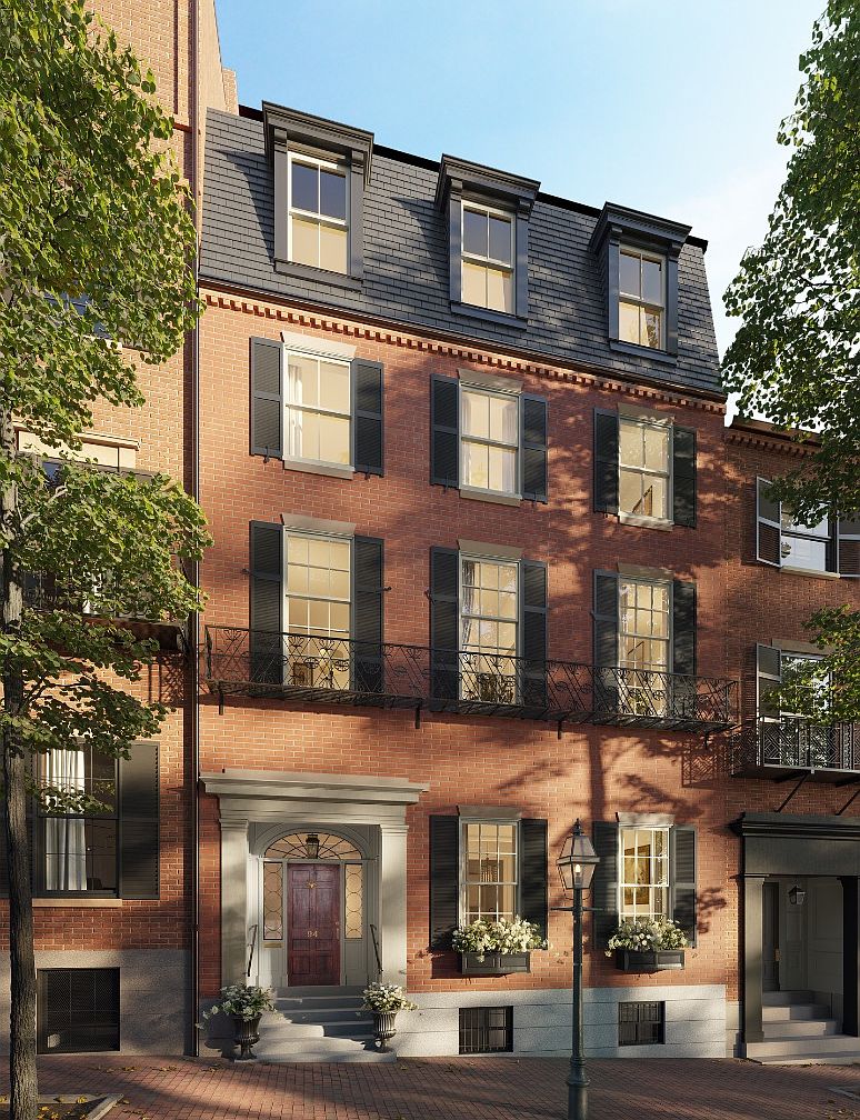 Stunning 1900 Beacon Hill Residence in Boston, MA with Modern Luxuries, Four Fireplaces, and Private Access from Acorn Street