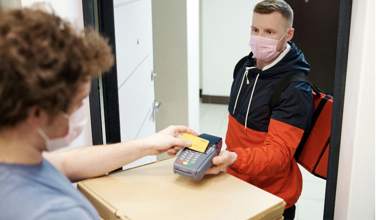 Giving Payment to Delivery Man