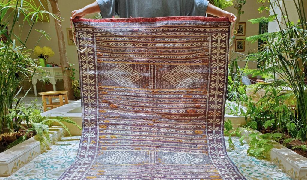 Hand-Knotted Patterned Wool Rug