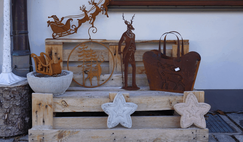 Oversized Metallic Reindeer Sculptures