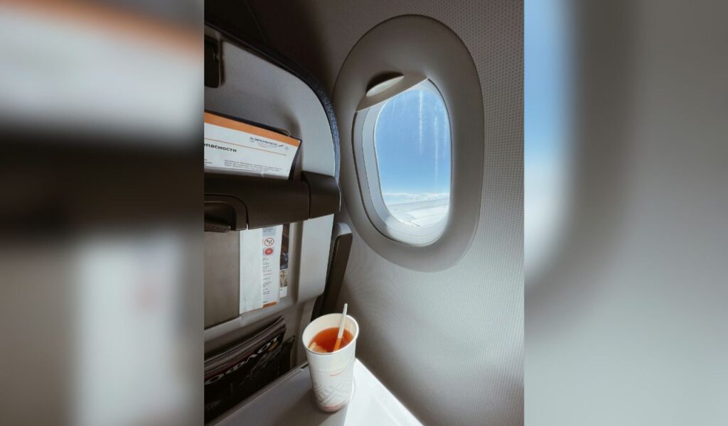 Tea served in Airline during a flight