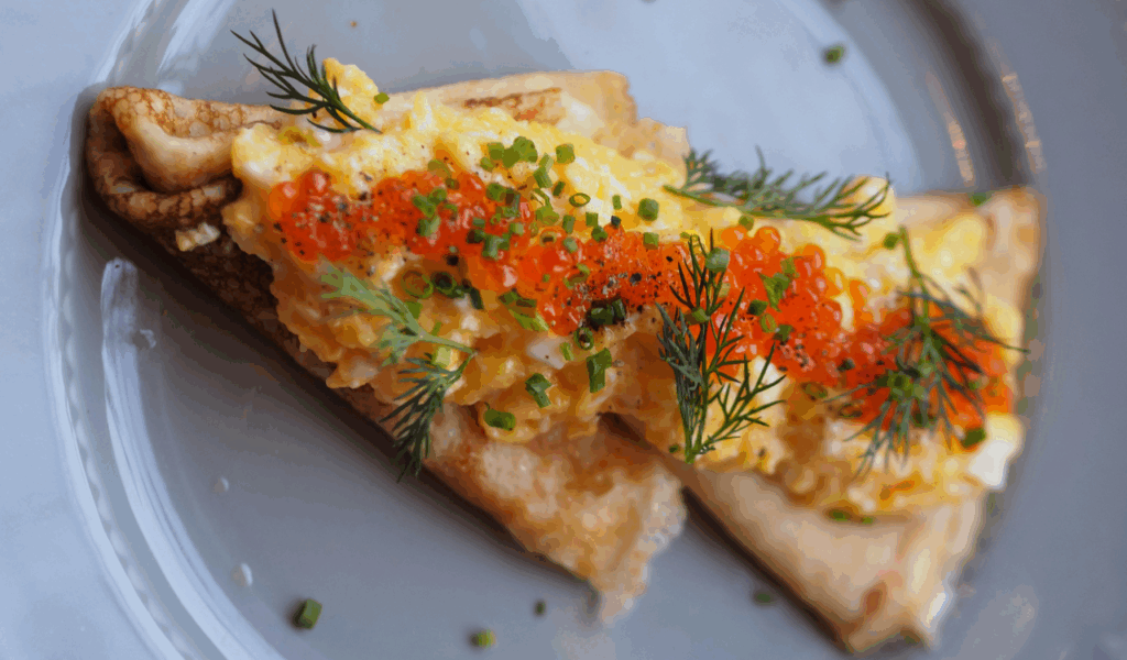Scrambled Eggs With Toast and Fruit