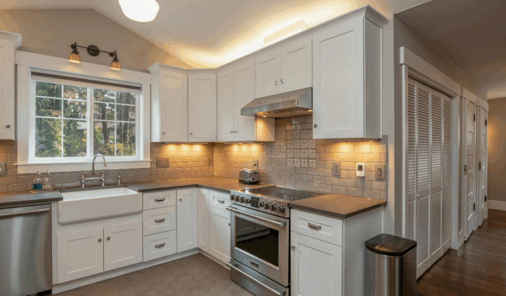 White Cabinets with Warm Wood Accents