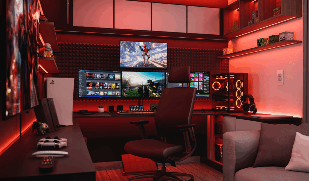 Holiday feature walls in bright red or green