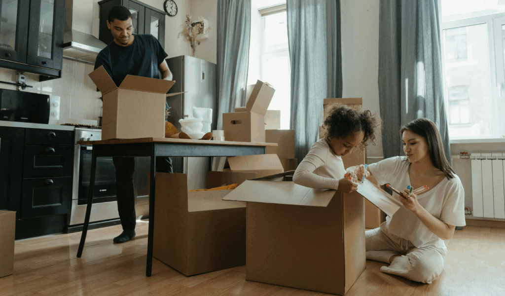 Cardboard boxes as permanent storage bins