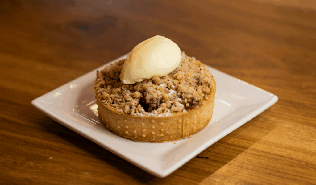 Warm Apple Crumble with Vanilla Ice Cream