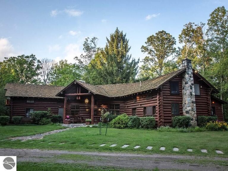 $7M Adirondack Lodge in Baldwin, Michigan, Nestled Along Seven Miles of the Pere Marquette River, Renowned for Trout Fishing