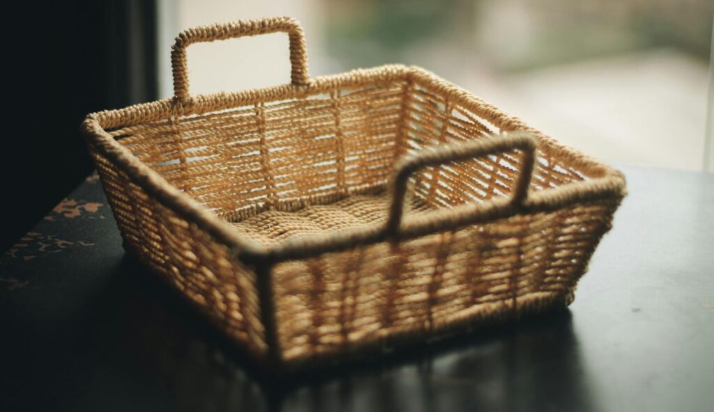 Thin Rattan Baskets with Decorative Handles