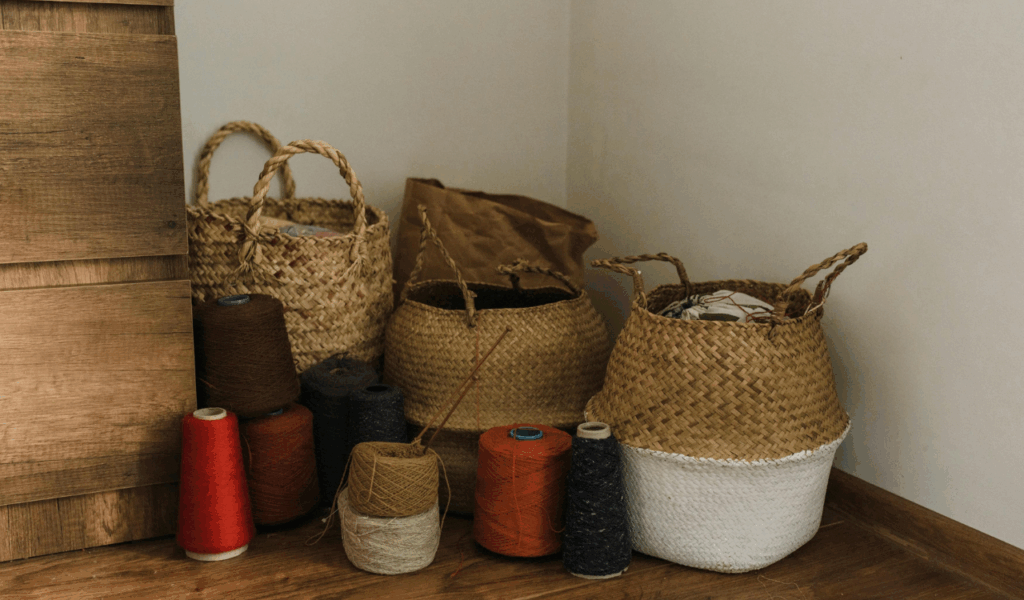 Floor Baskets Sitting on Concrete Surfaces