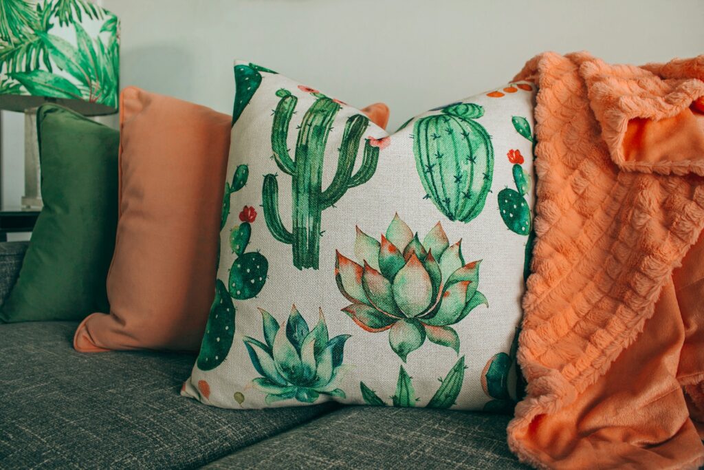 Textured Throw Pillows In Coordinated Shades