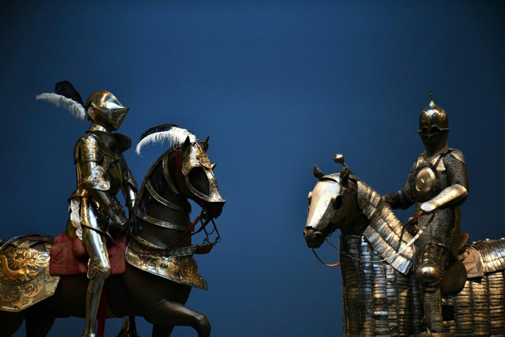 Spelter Knight and Medieval Figures