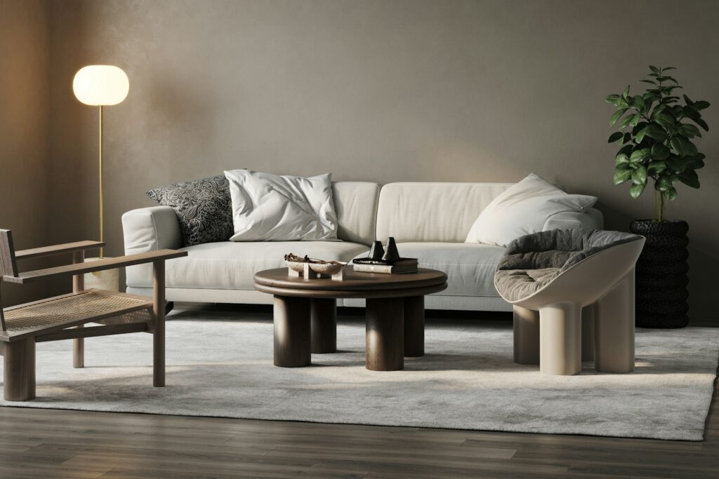 Upholstered Furniture In Muted Earth Tones