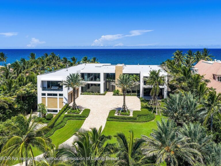 $85M Coastal Elegance in Manalapan, Florida, with 155 Feet of Oceanfront, Ultra-Luxurious Living Spaces, and Private Dock Access