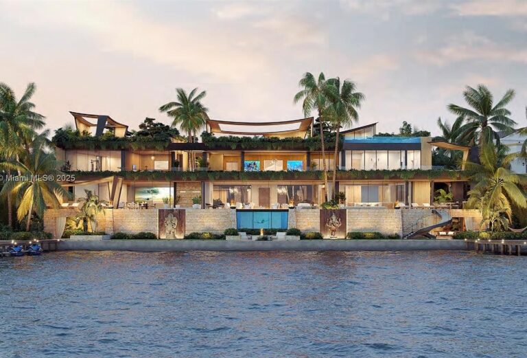 $56M Ultra-Luxury Waterfront Estate in Miami Beach, Florida with Twin Glass Wine Cellars, a Private Gym, and Biscayne Bay Views