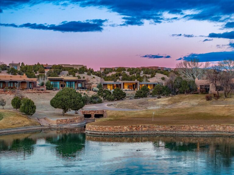Stunning $2.3M Luxury in Santa Fe, New Mexico with Lake Views, Retracting Glass Walls, and a Rooftop Deck for Stargazing