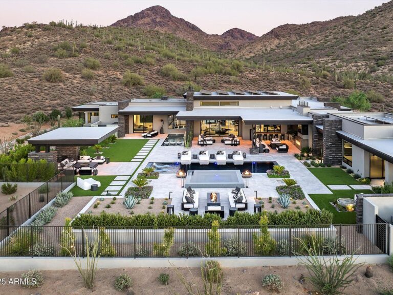 Experience This Luxury 2023 Estate in Scottsdale, Arizona Featuring Innovative Design, Dual Pools, and Breathtaking Mountain Views